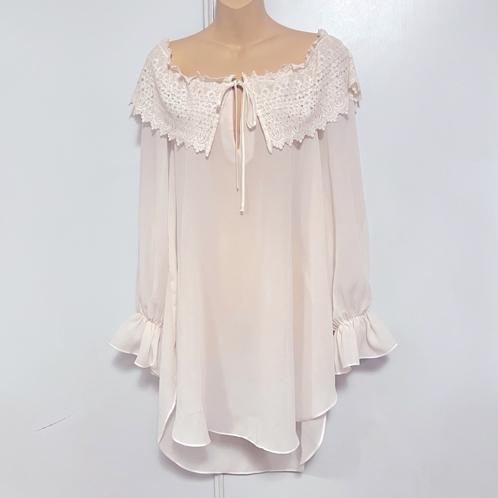 Victoria’s Secret Gold Label Sleep dress Lace Off Shoulder Sheer Size Small A1